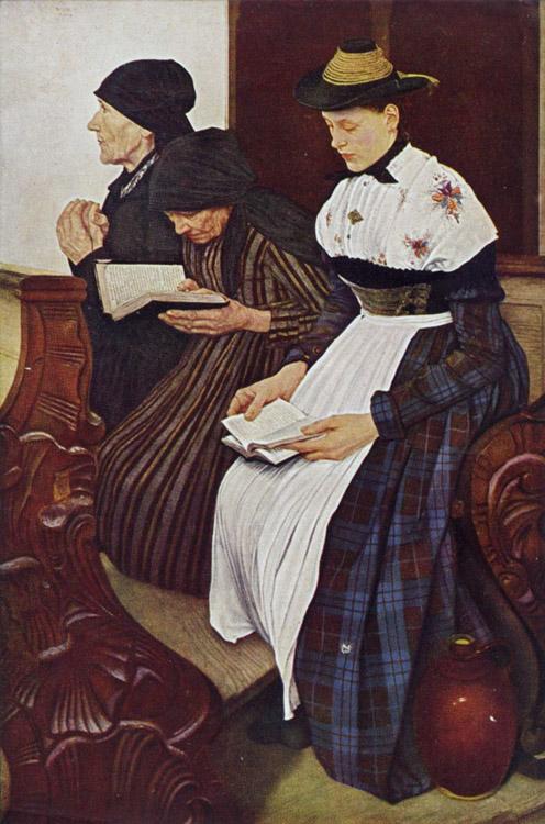 Leibl, Wilhelm Three Women in Church (mk09) France oil painting art